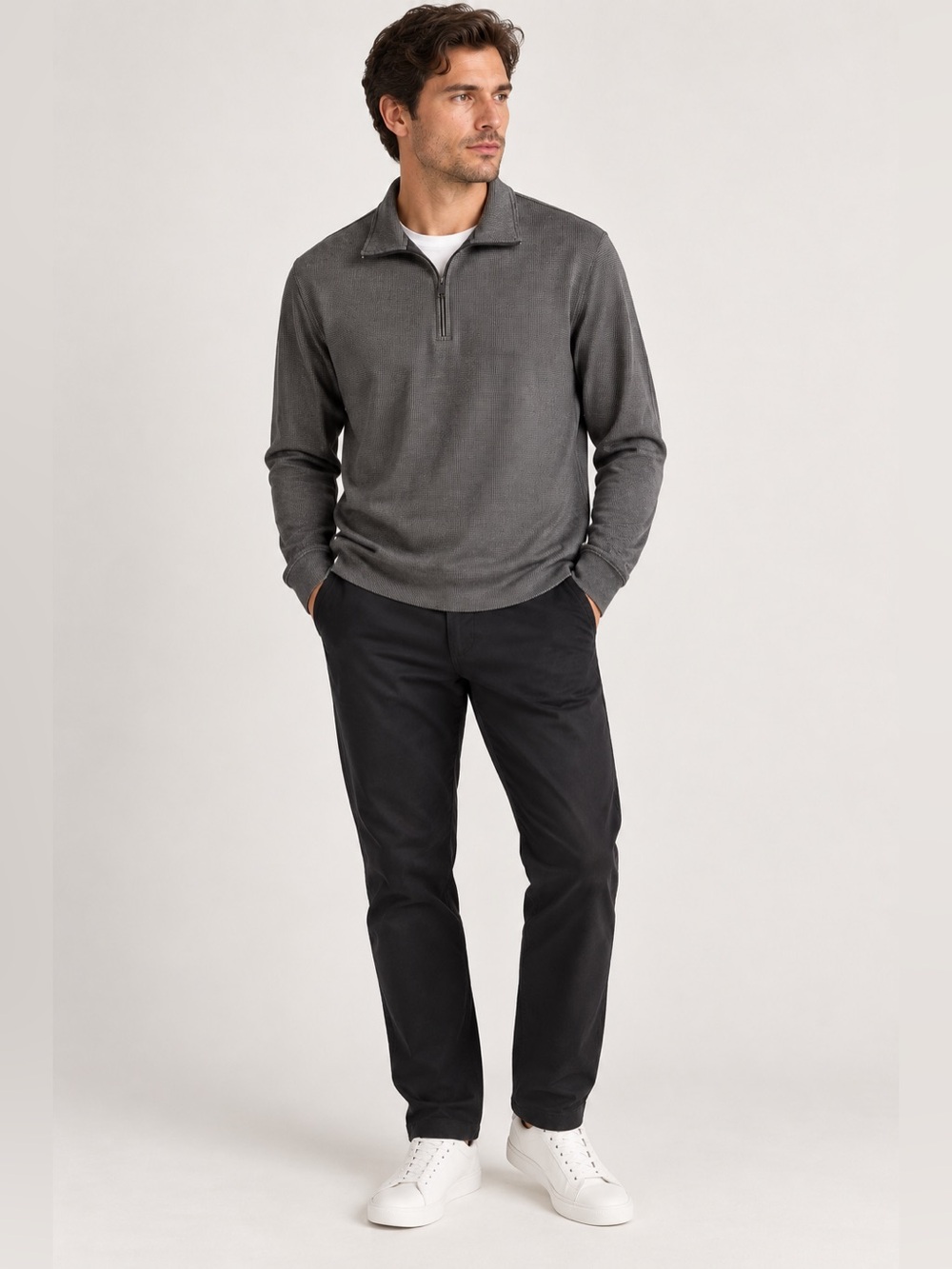 Calvin Klein Men’s XL Micro Pattern Quarter Zip Pullover